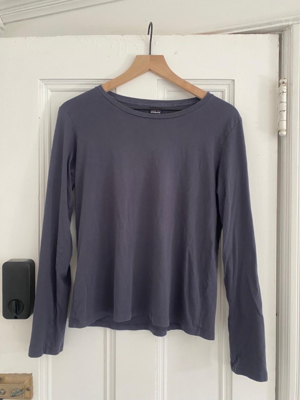 Patagonia Long-Sleeve Cotton Tee - Gray/Blue - Size M
